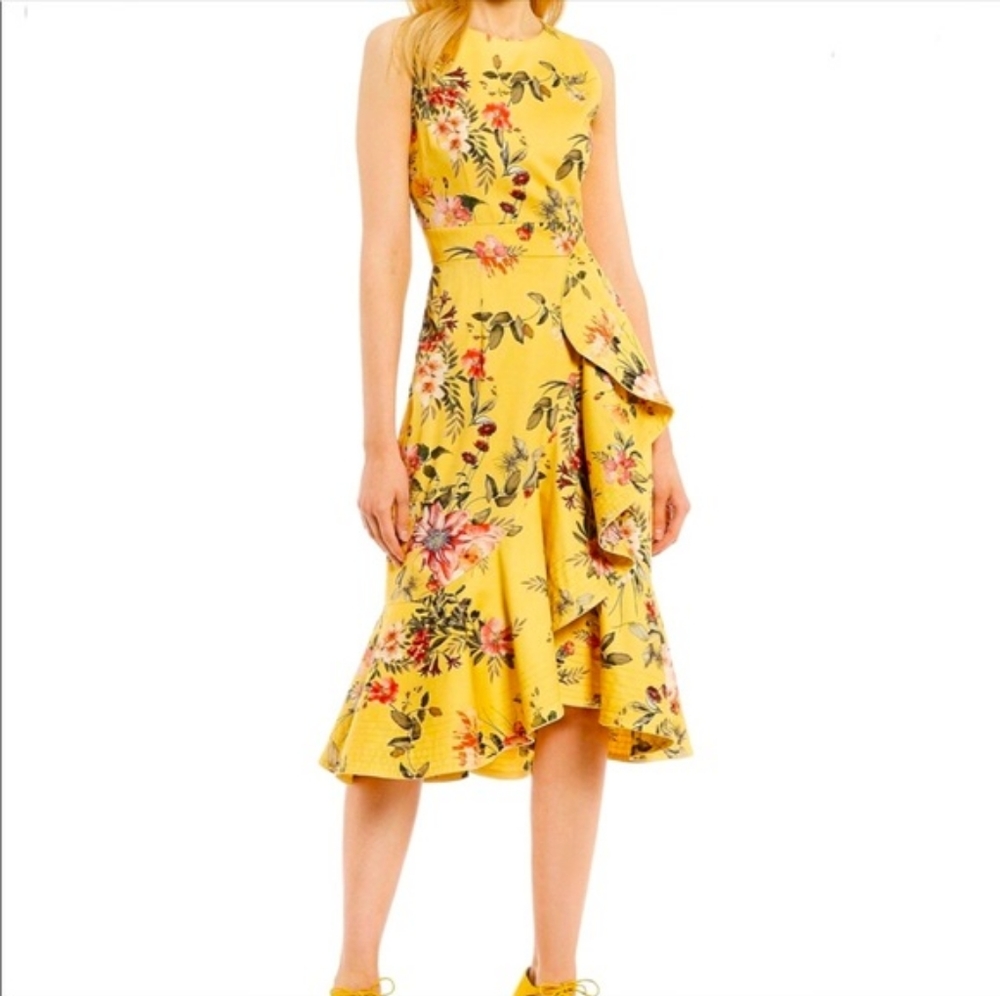 Antonio Melani Yellow Floral Dress Size 2